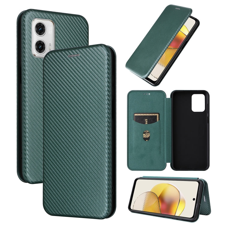 For Motorola Moto G73 5G Carbon Fiber Texture Flip Leather Phone Case