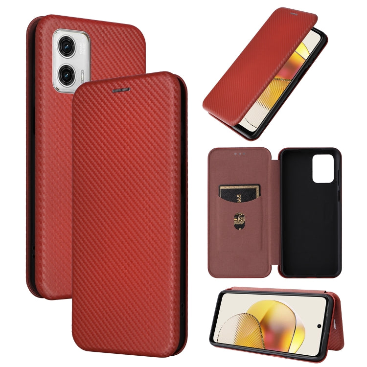 For Motorola Moto G73 5G Carbon Fiber Texture Flip Leather Phone Case