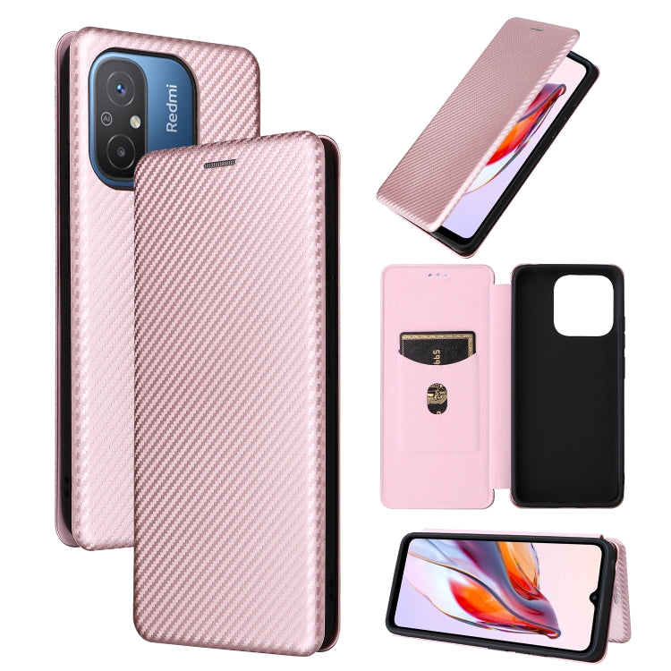 For Xiaomi Redmi 12C Carbon Fiber Texture Flip Leather Phone Case
