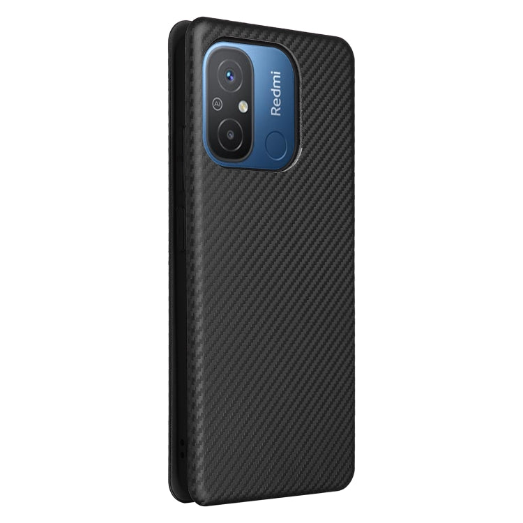 For Xiaomi Redmi 12C Carbon Fiber Texture Flip Leather Phone Case