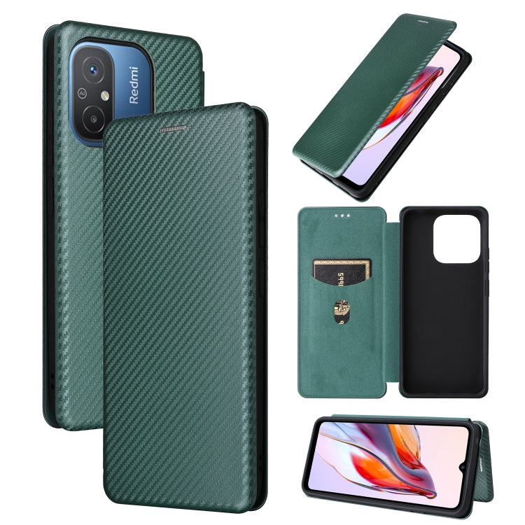 For Xiaomi Redmi 12C Carbon Fiber Texture Flip Leather Phone Case