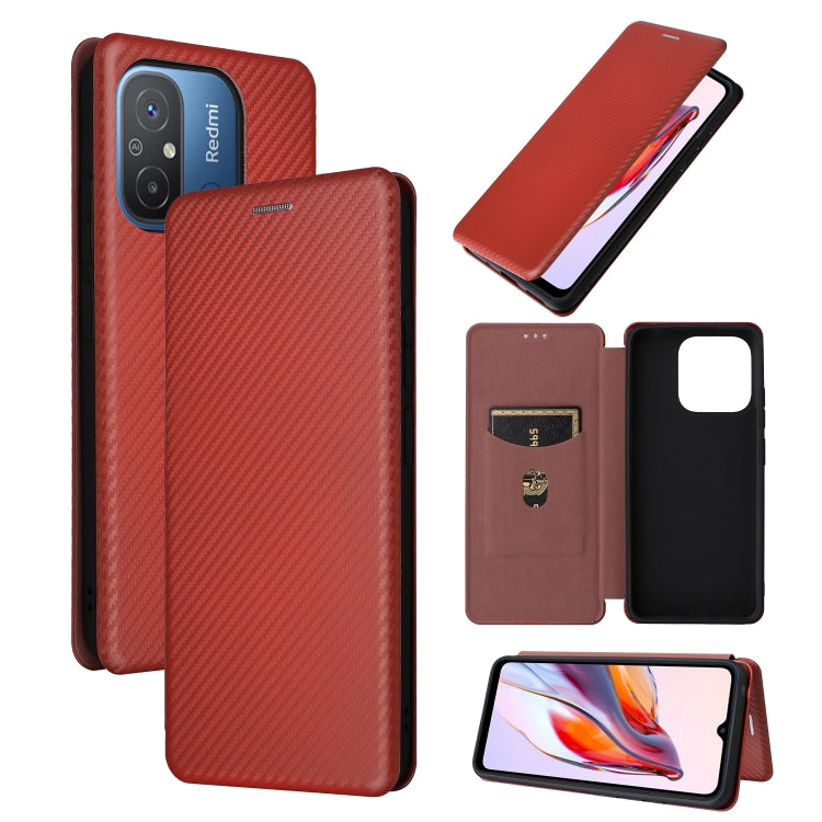For Xiaomi Redmi 12C Carbon Fiber Texture Flip Leather Phone Case
