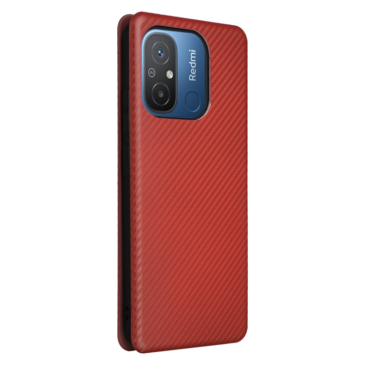 For Xiaomi Redmi 12C Carbon Fiber Texture Flip Leather Phone Case
