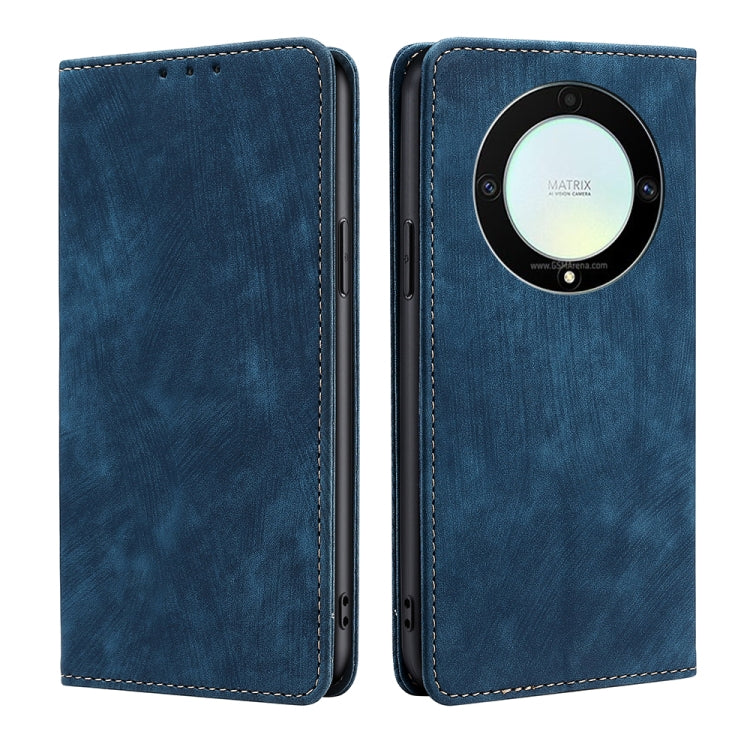 For Honor X9a 5G RFID Anti-theft Brush Magnetic Leather Phone Case