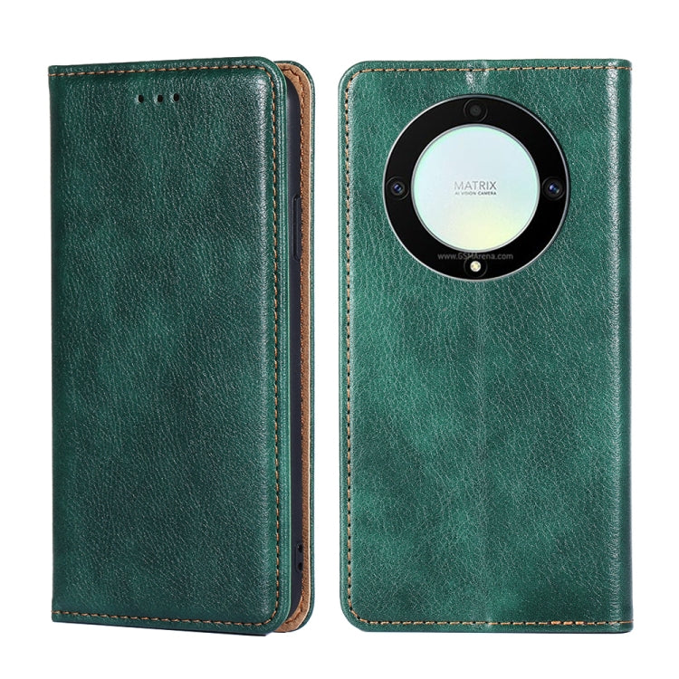 For Honor X9a 5G Gloss Oil Solid Color Magnetic Leather Phone Case