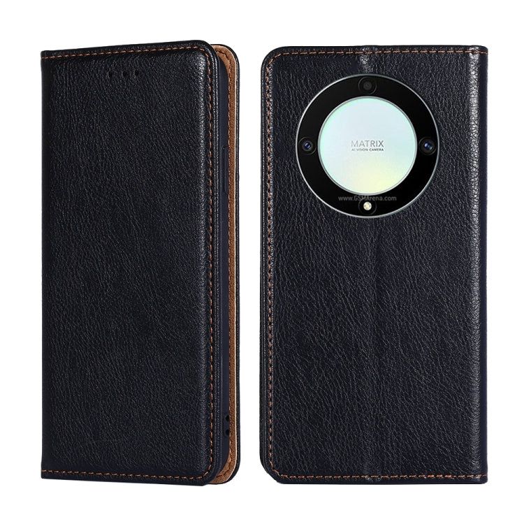 For Honor X9a 5G Gloss Oil Solid Color Magnetic Leather Phone Case