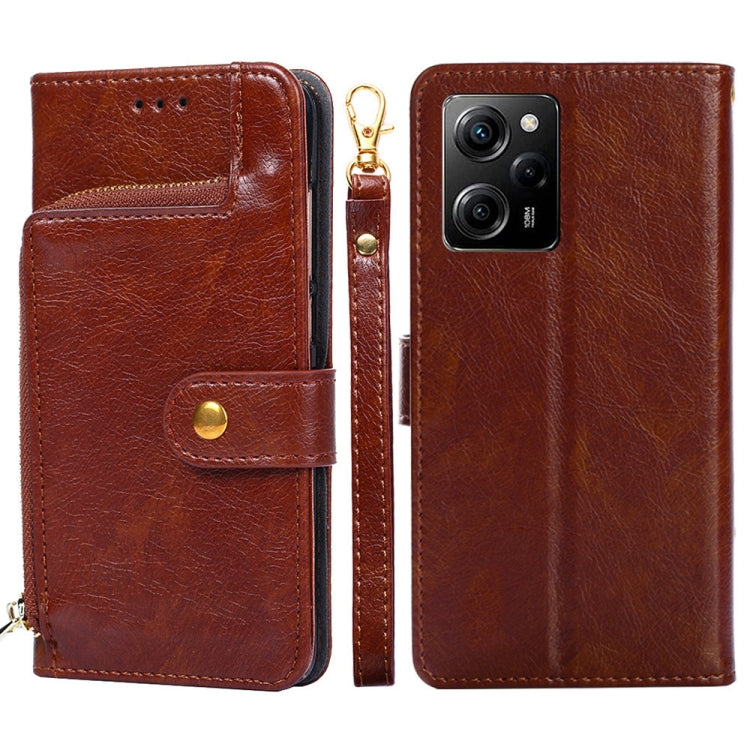 For Xiaomi Poco X5 Pro / Redmi Note 12 Pro Speed Zipper Bag Leather Phone Case