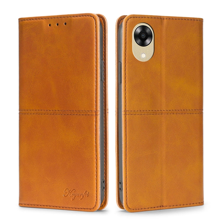 For OPPO A17k Cow Texture Magnetic Horizontal Flip Leather Phone Case