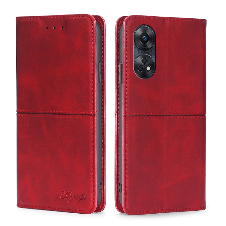 For OPPO Reno8 T 4G Cow Texture Magnetic Horizontal Flip Leather Phone Case
