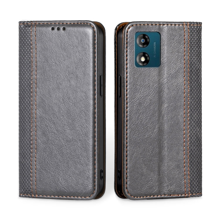For Motorola Moto E13 4G Grid Texture Magnetic Flip Leather Phone Case
