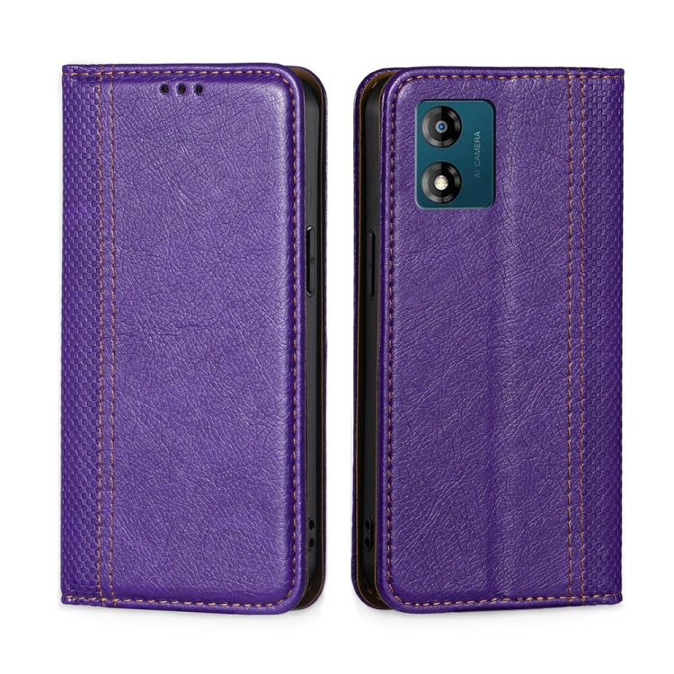 For Motorola Moto E13 4G Grid Texture Magnetic Flip Leather Phone Case