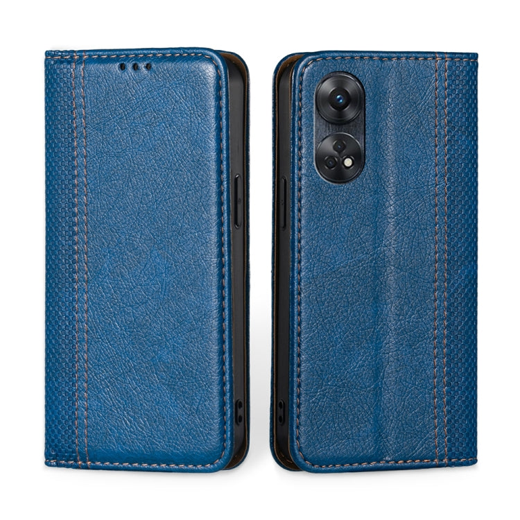 For OPPO Reno8 T 4G Grid Texture Magnetic Flip Leather Phone Case