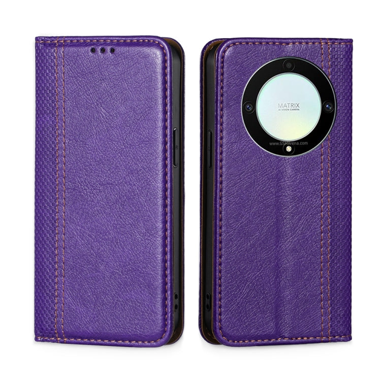 For Honor X9a 5G Grid Texture Magnetic Flip Leather Phone Case