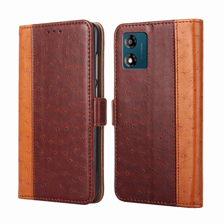 For Motorola Moto E13 4G Ostrich Texture Flip Leather Phone Case