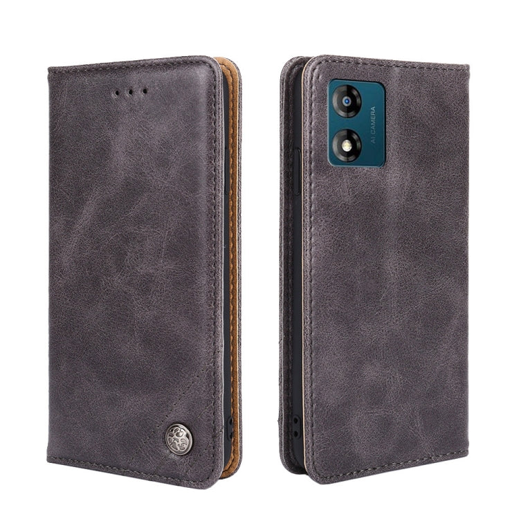 For Motorola Moto E13 4G Non-Magnetic Retro Texture Leather Phone Case