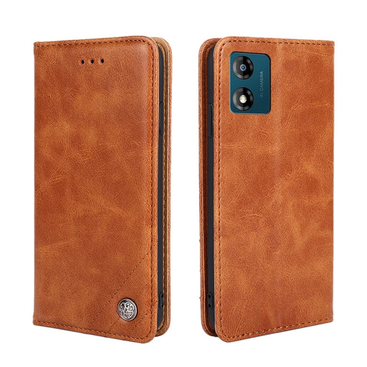 For Motorola Moto E13 4G Non-Magnetic Retro Texture Leather Phone Case