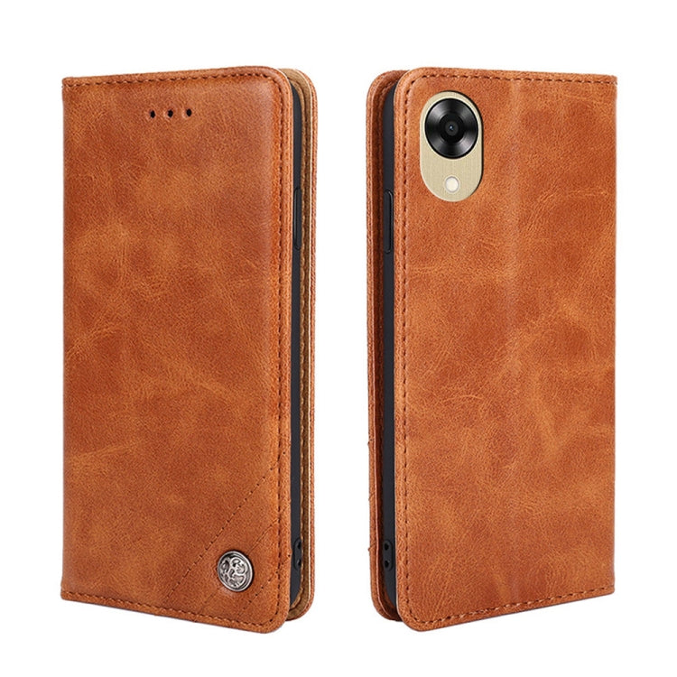 For OPPO A17k Non-Magnetic Retro Texture Leather Phone Case