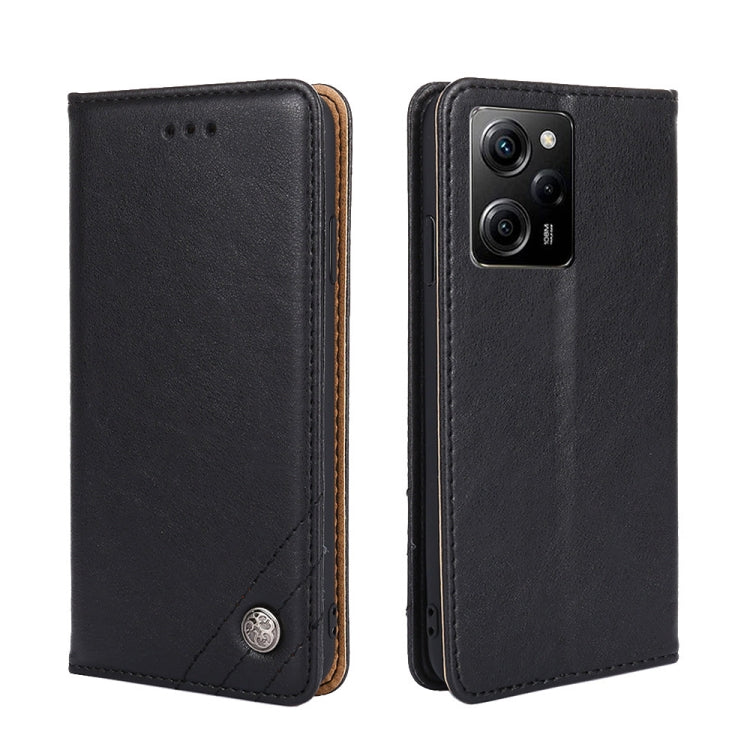For Xiaomi Poco X5 Pro / Redmi Note 12 Pro Speed Non-Magnetic Retro Texture Leather Phone Case