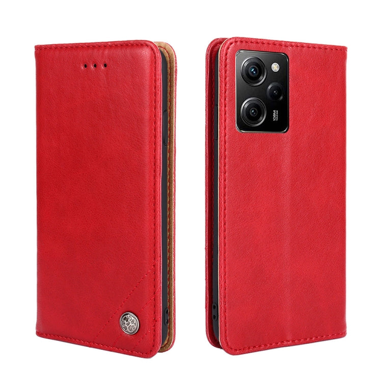 For Xiaomi Poco X5 Pro / Redmi Note 12 Pro Speed Non-Magnetic Retro Texture Leather Phone Case