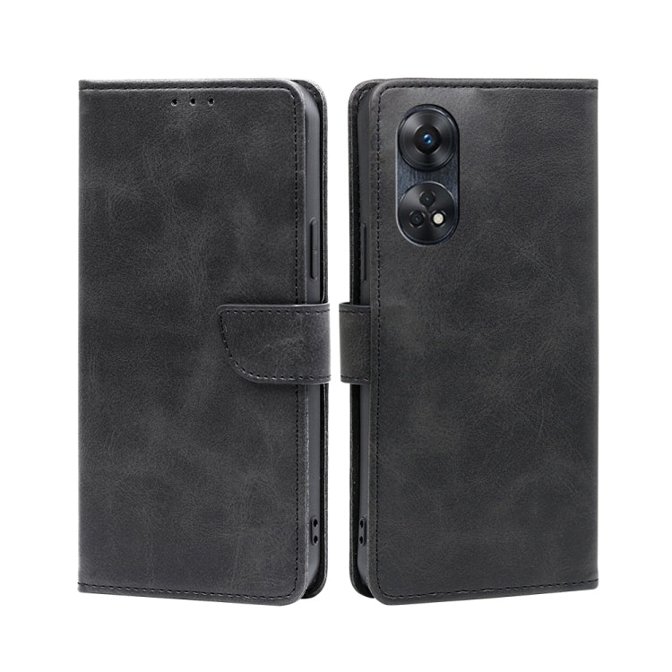 For OPPO Reno8 T 4G Calf Texture Buckle Flip Leather Phone Case