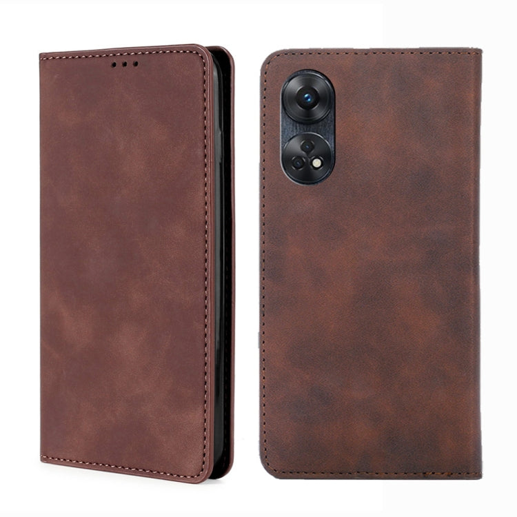For OPPO Reno8 T 4G Skin Feel Magnetic Horizontal Flip Leather Phone Case