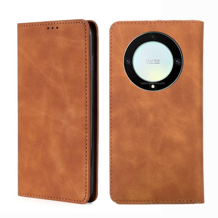 For Honor X9a 5G Skin Feel Magnetic Horizontal Flip Leather Phone Case