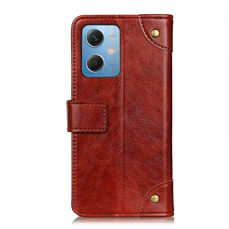 For Xiaomi Poco X5 5G / Redmi Note 12 5G Copper Buckle Nappa Texture Flip Leather Phone Case