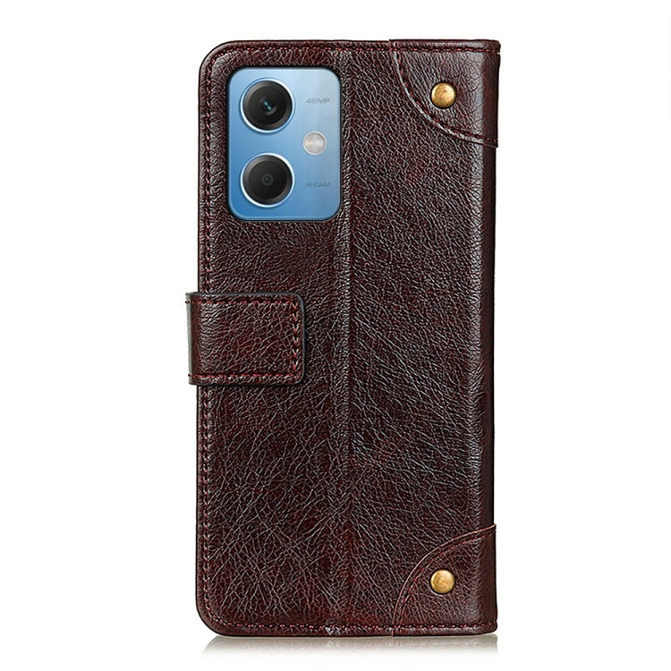 For Xiaomi Poco X5 5G / Redmi Note 12 5G Copper Buckle Nappa Texture Flip Leather Phone Case