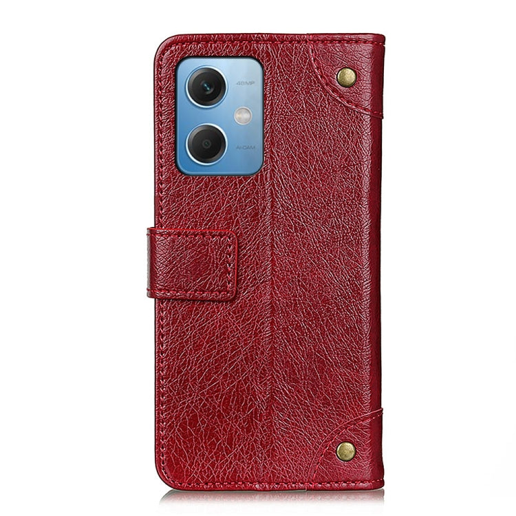 For Xiaomi Poco X5 5G / Redmi Note 12 5G Copper Buckle Nappa Texture Flip Leather Phone Case