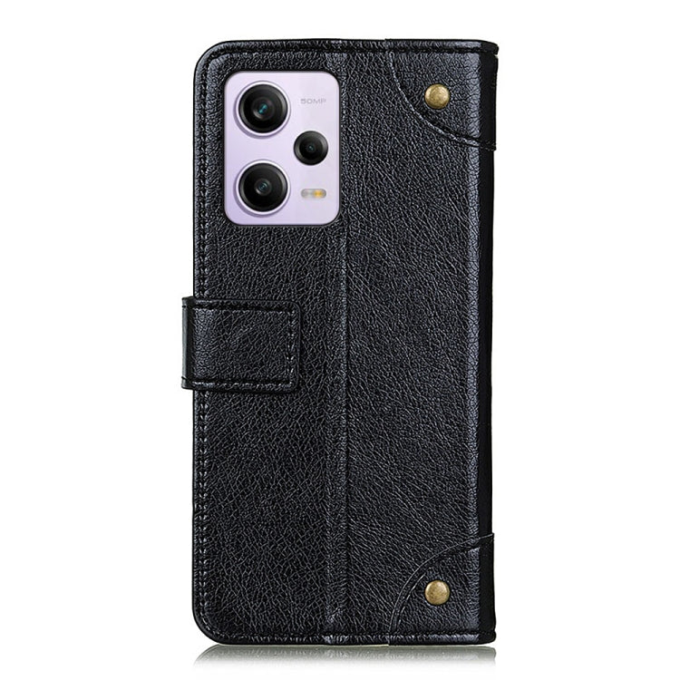 For Xiaomi Poco X5 Pro 5G / Redmi Note 12 Pro 5G Copper Buckle Nappa Texture Flip Leather Phone Case