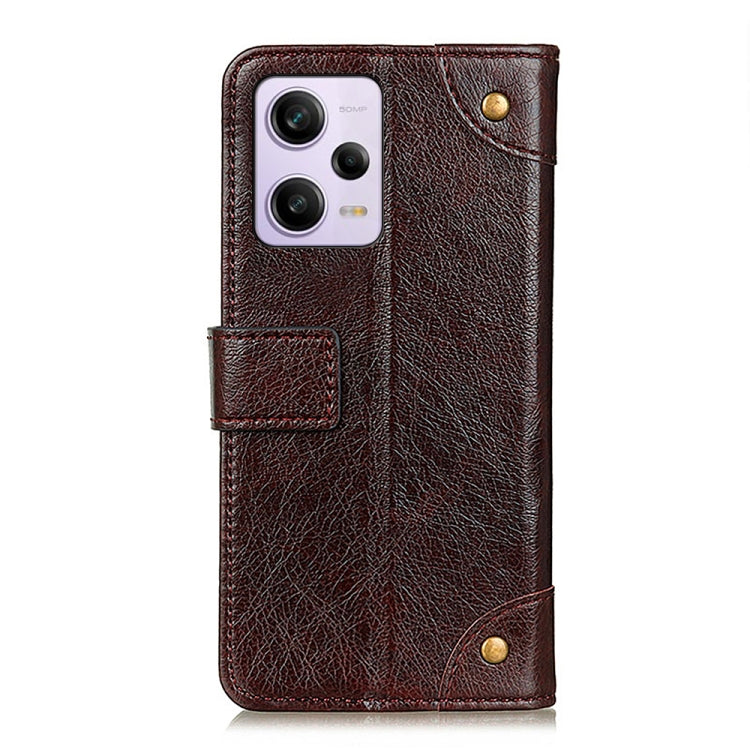 For Xiaomi Poco X5 Pro 5G / Redmi Note 12 Pro 5G Copper Buckle Nappa Texture Flip Leather Phone Case