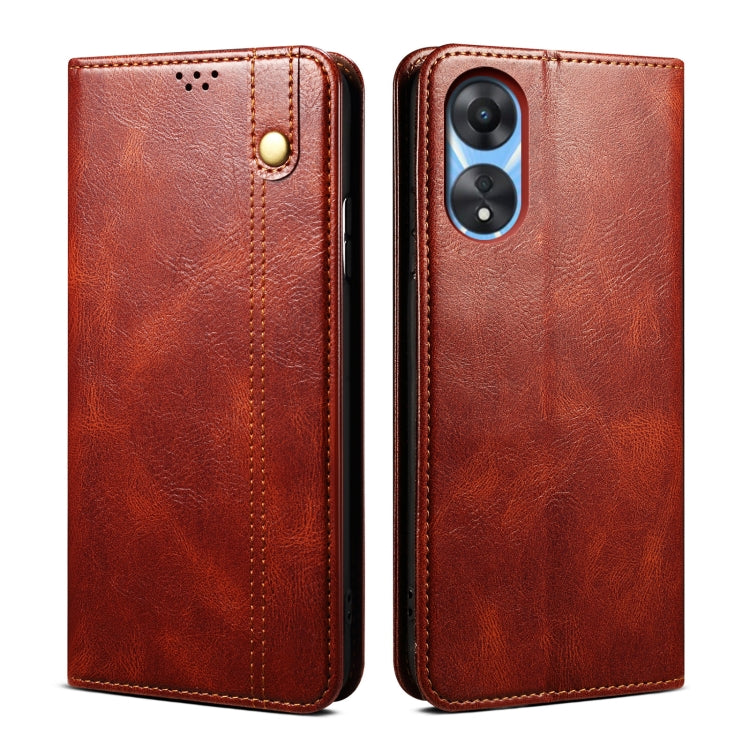 For OPPO A58 5G / A58x / A78 5G Oil Wax Crazy Horse Texture Leather Phone Case