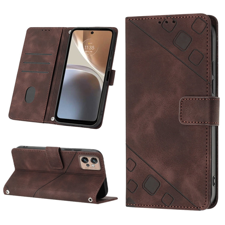For Motorola Moto G32 Skin-feel Embossed Leather Phone Case