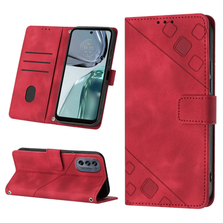 For Motorola Moto G62 5G Skin-feel Embossed Leather Phone Case