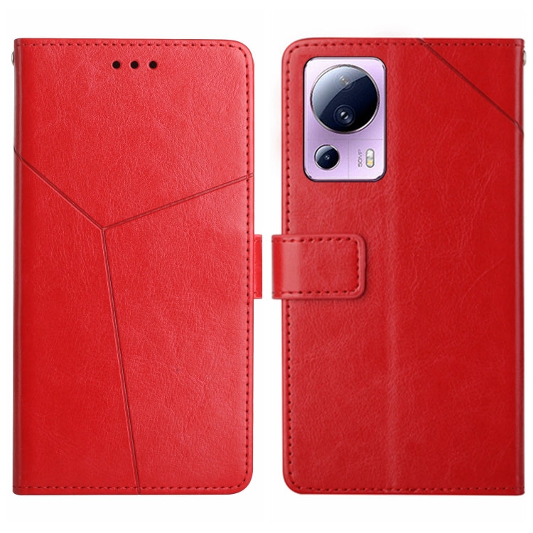For Xiaomi 13 Lite HT01 Y-shaped Pattern Flip Leather Phone Case
