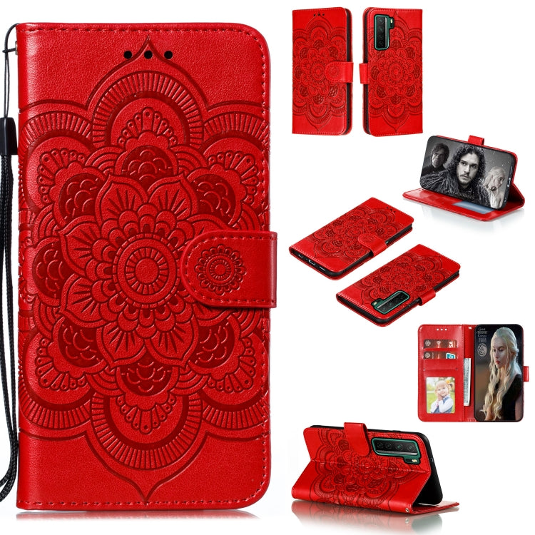 For Huawei nova 7 SE Mandala Embossing Pattern Horizontal Flip PU Leather Case with Holder & Card Slots & Walle & Lanyard