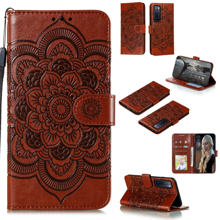 For Huawei nova 7 Mandala Embossing Pattern Horizontal Flip PU Leather Case with Holder & Card Slots & Walle & Lanyard