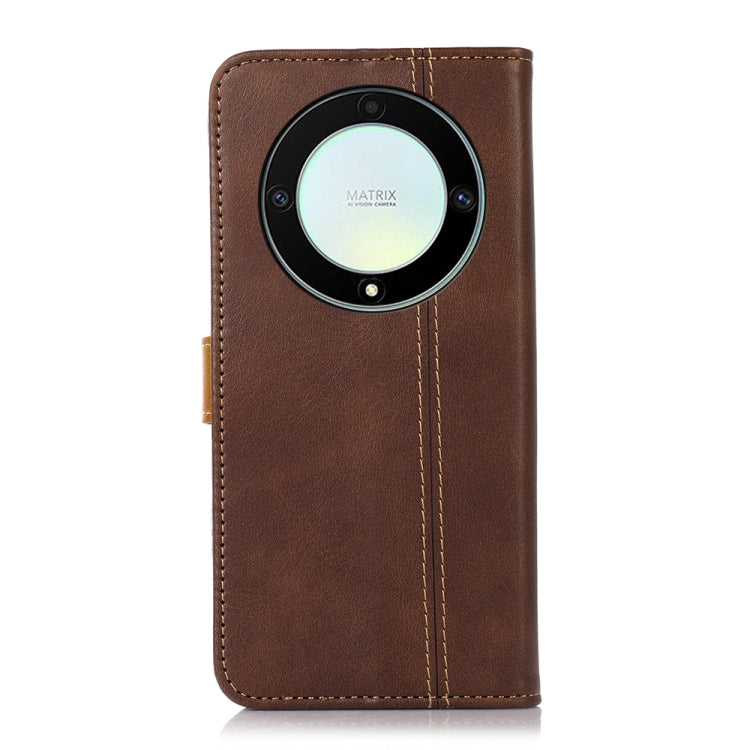 For Honor X9a 4G Stitching Thread Calf Texture Leather Phone Case