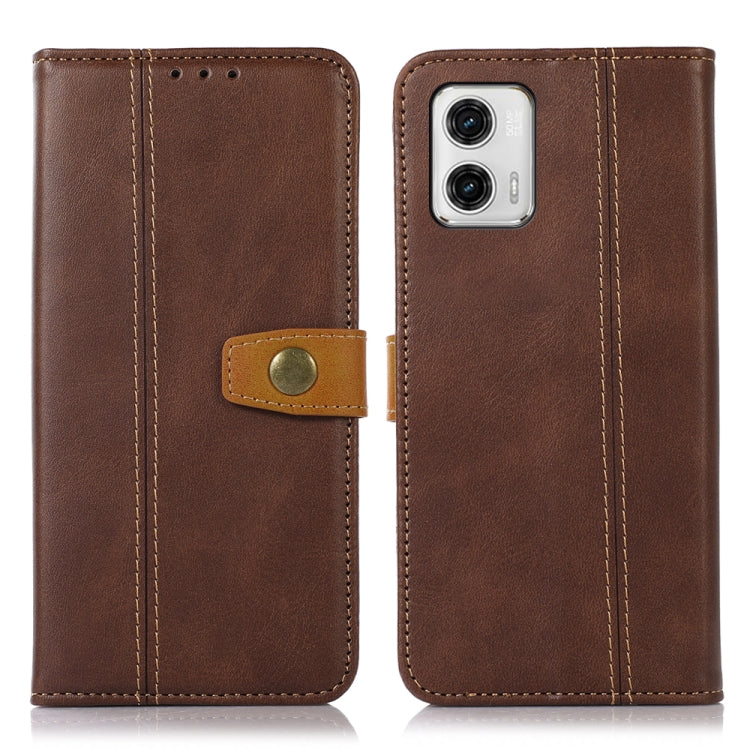For Motorola Moto G73 5G Stitching Thread Calf Texture Leather Phone Case