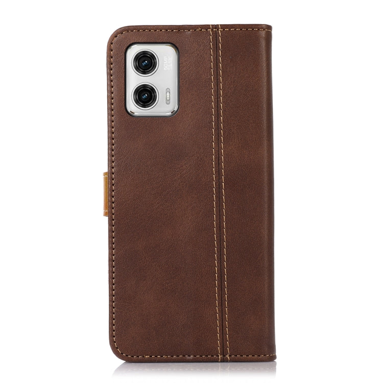 For Motorola Moto G73 5G Stitching Thread Calf Texture Leather Phone Case