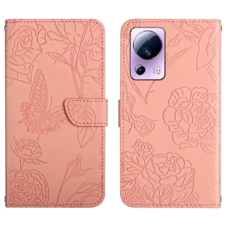 For Xiaomi 13 Lite HT03 Skin Feel Butterfly Embossed Flip Leather Phone Case