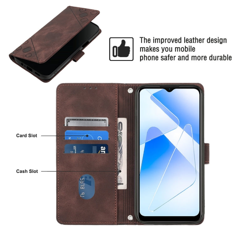 Skin-feel Embossed Leather Phone Case For OPPO A55 5G / A54 4G / A16 4G / A16s / A55 4G / A54s / A56 5G / Realme V11 5G