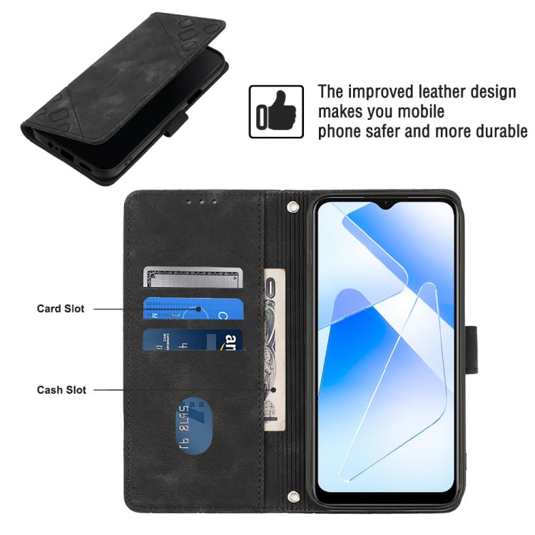 Skin-feel Embossed Leather Phone Case For OPPO A55 5G / A54 4G / A16 4G / A16s / A55 4G / A54s / A56 5G / Realme V11 5G