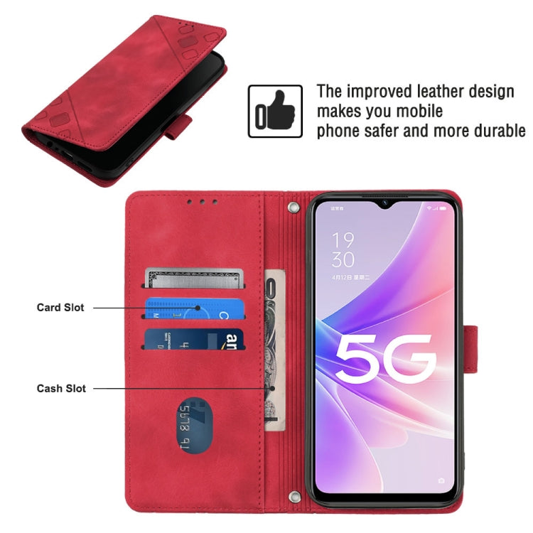 For OPPO A57 5G 2022 / 4G Skin-feel Embossed Leather Phone Case