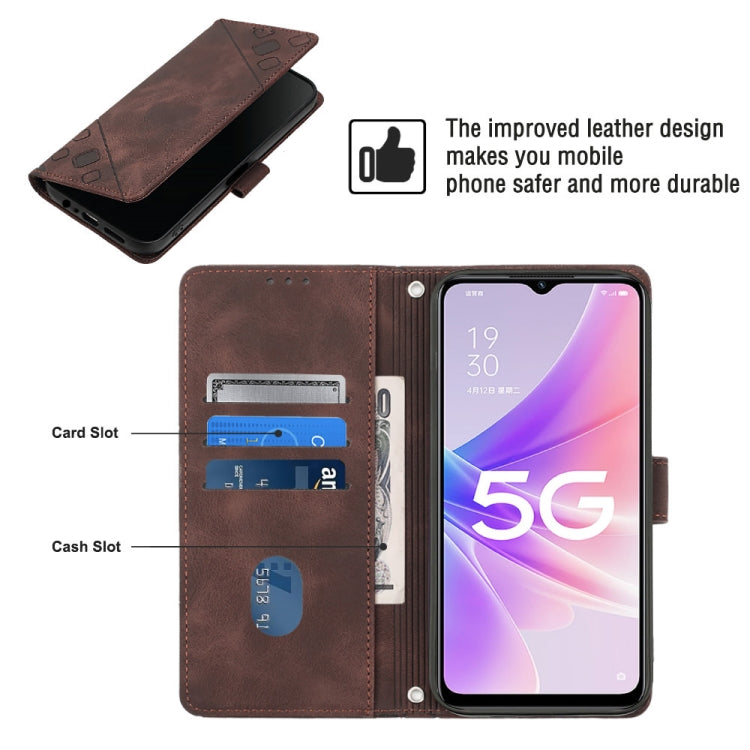 For OPPO A57 5G 2022 / 4G Skin-feel Embossed Leather Phone Case