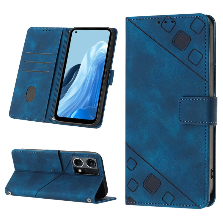 For OPPO Reno7 4G / F21 Pro Skin-feel Embossed Leather Phone Case