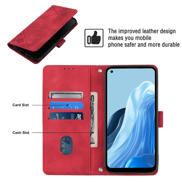 For OPPO Reno7 4G / F21 Pro Skin-feel Embossed Leather Phone Case