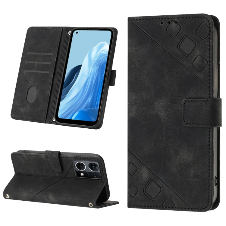 For OPPO Reno7 4G / F21 Pro Skin-feel Embossed Leather Phone Case