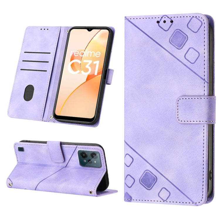 For Realme C31 4G Skin-feel Embossed Leather Phone Case