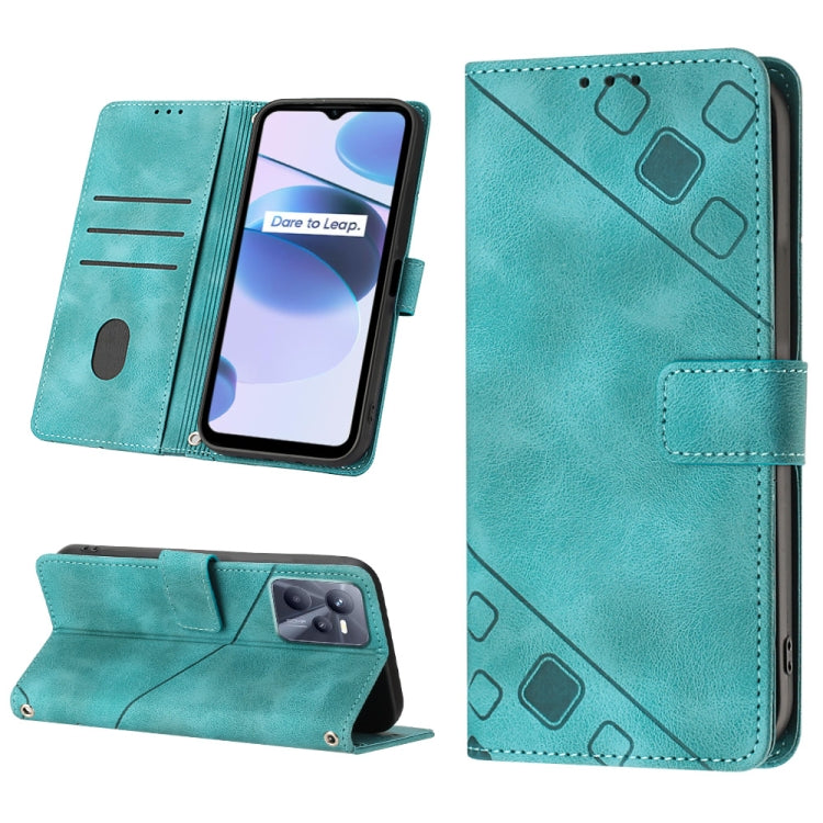 For Realme C35 Skin-feel Embossed Leather Phone Case